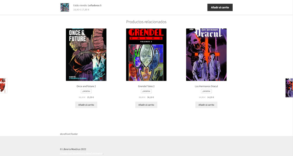 Screenshot of comic book store online web